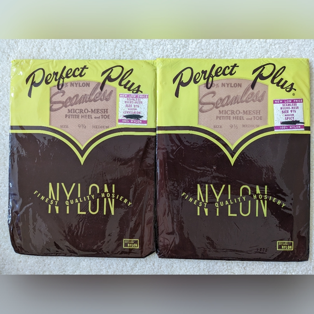 Nylons vintage NOS Perfect Plus seamless micro mesh size 9 1/2 medium de…